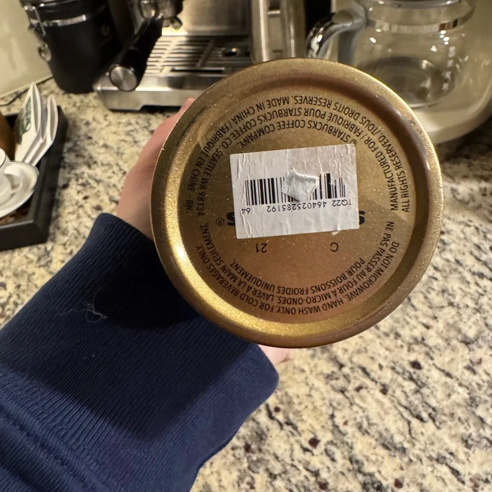 Starbucks Black and Gold Tumbler WDW 50th Anniversary